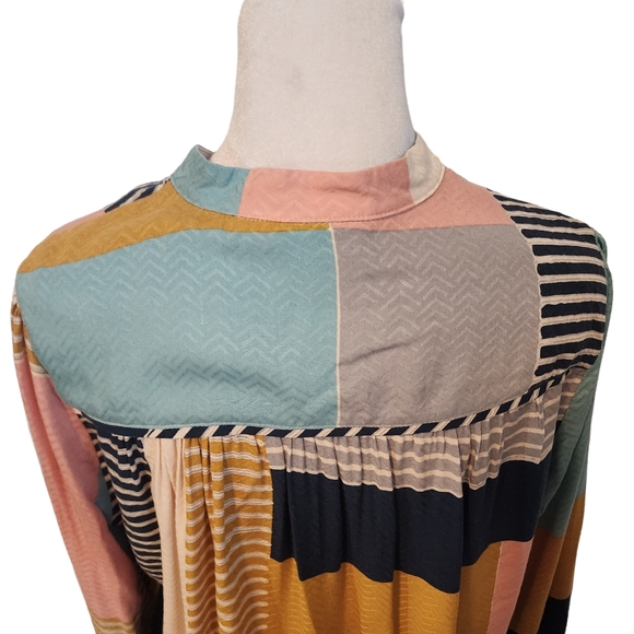 Anthropologie | The Odelles Button Keyhole Neck Patchwork Pullover Blouse - Picture 6 of 10